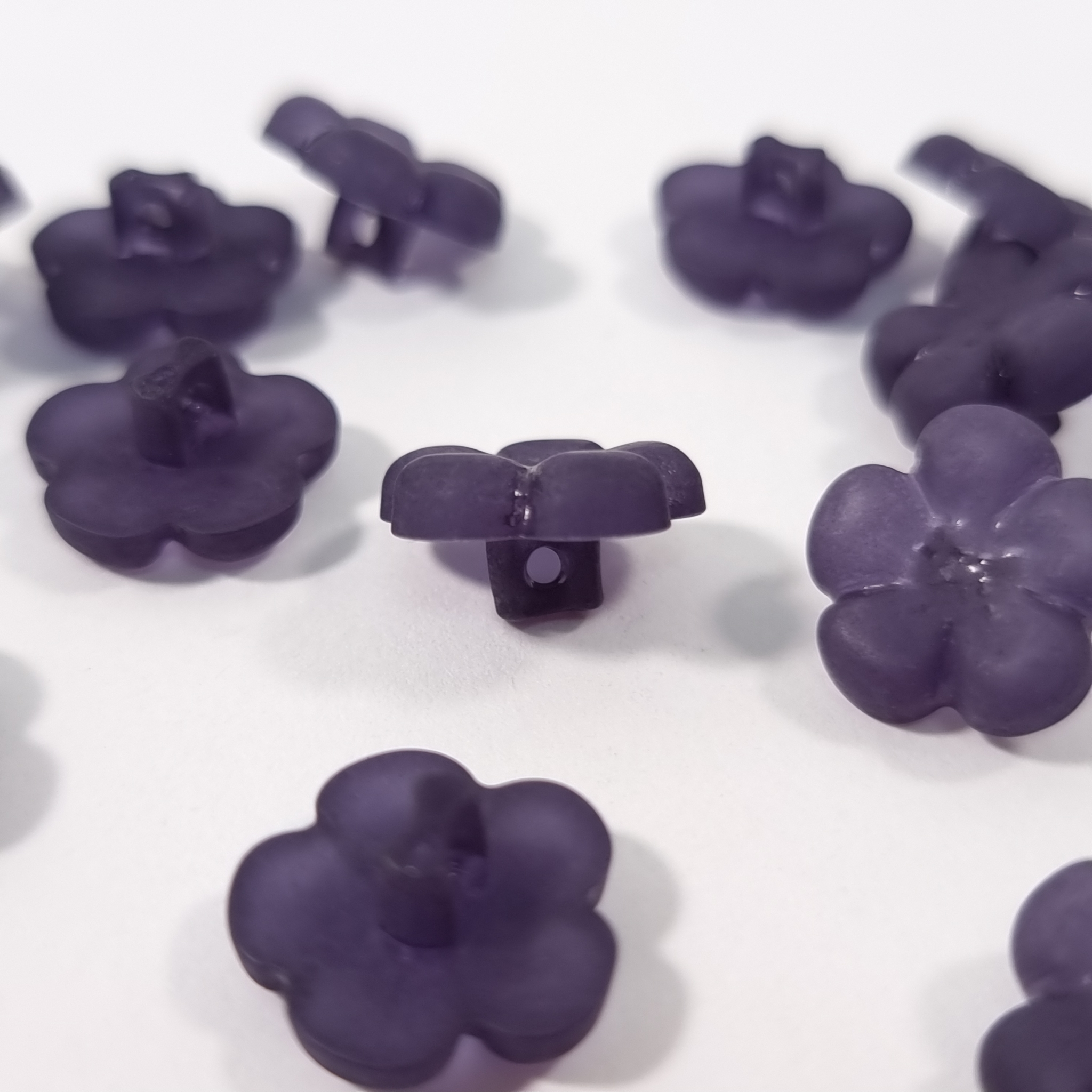 Detaliu lateral floare bleumarin cu picior pe spate