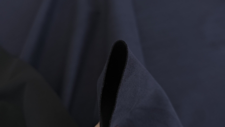 imitatie piele intoarsa bleumarin la metru cu revers negru vizibil