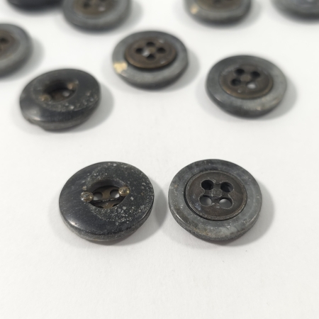 Nasturi vintage gri cu inserție metalică PCS101, gri închis cu bronz, 18 mm