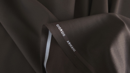 Stofa maro pentru costum din lana virgina cu lizieră Giorgio Armani