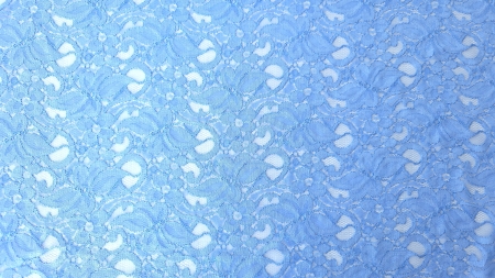 Dantela rebrodata skyblue din bumbac cu vascoza cu desen floral continuu