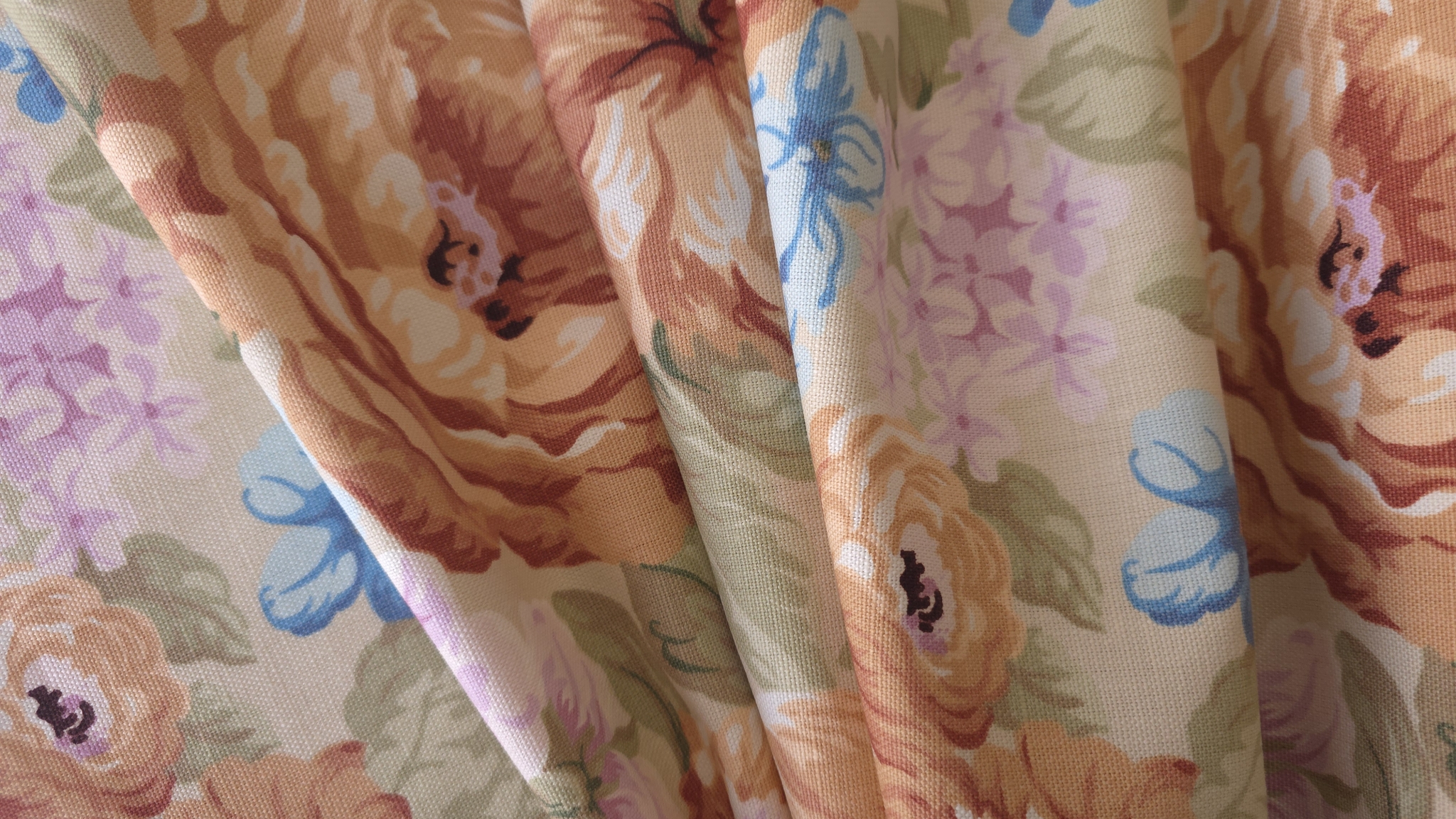 Denim gros cu imprimeu floral din bumbac strâns în evantai
