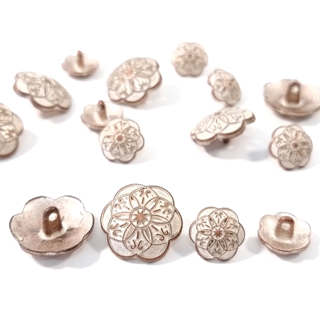 Nasturi argintii cu relief floral și picior PCS130, Evelin Textile