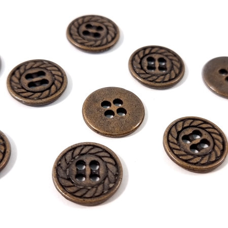 Nasturi metalici bronz cu model gravat circular PCS135, Evelin Textile