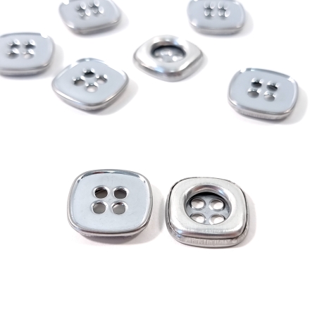 Nasturi patrati din aluminiu cu 4 ochiuri de 17 x 17 mm PCS137, argintii, Evelin Textile