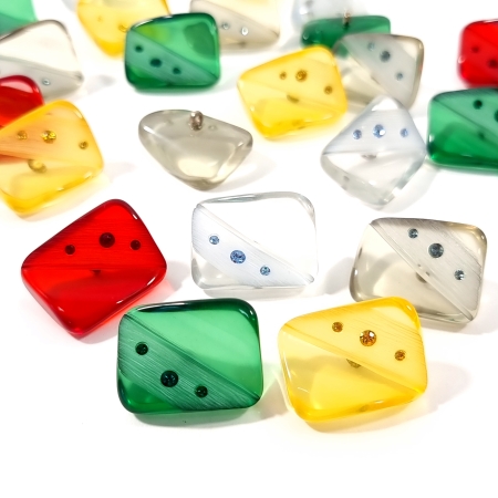 Nasturi din rășină transparentă cu pietre PCS143, grup cu roșu, galben, verde, baby blue și olive