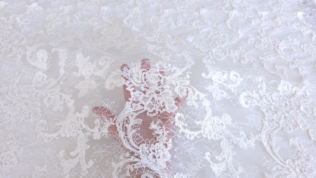 Palma se vede prin fondul fin, sub broderia florală